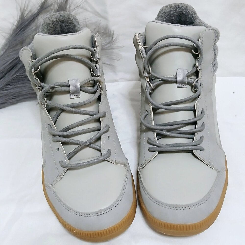 Time and Tru High-Top Wedge Boots - Grey on Grey, Size 8